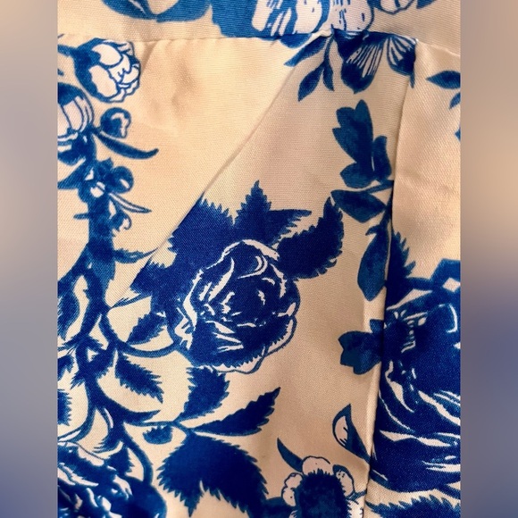 Indigo Blue and White Women's Crop Top Lined Zipper Shoulder Bow Ties Adjusts XS - Picture 9 of 11